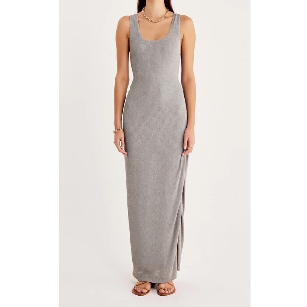 NWT Rumer Rosa Stripe Cutout Back Slit Side Maxi Dress